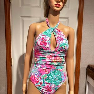 Lilly Pulitzer Ledger Halter One Piece Swimsuit